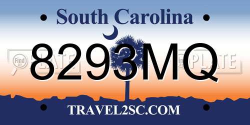 8293MQ South Carolina License Plate