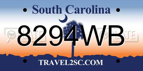 8294WB South Carolina License Plate