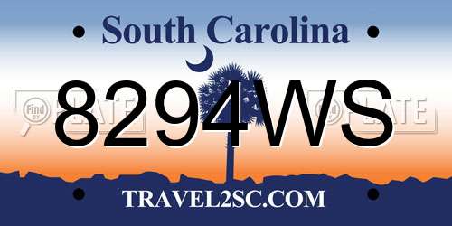 8294WS South Carolina License Plate