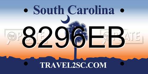 8296EB South Carolina License Plate