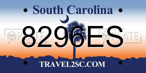 8296ES South Carolina License Plate