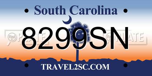 8299SN South Carolina License Plate