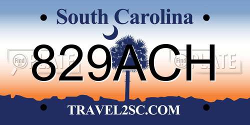 829ACH South Carolina License Plate