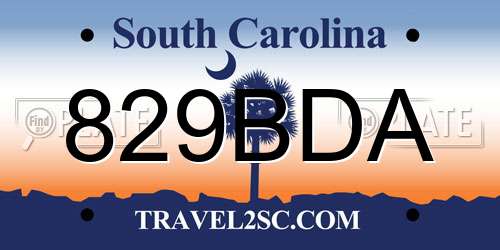829BDA South Carolina License Plate