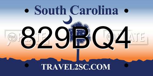 829BQ4 South Carolina License Plate