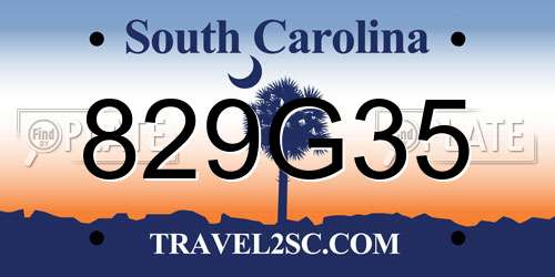 829G35 South Carolina License Plate