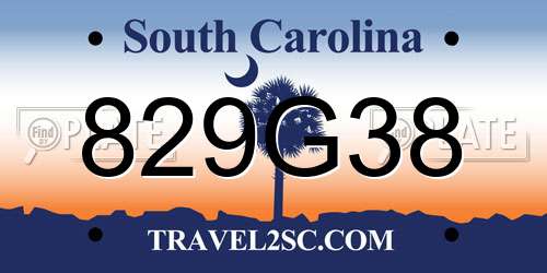 829G38 South Carolina License Plate