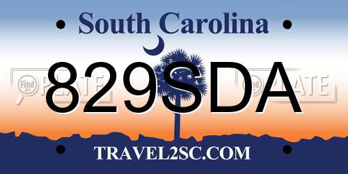 829SDA South Carolina License Plate
