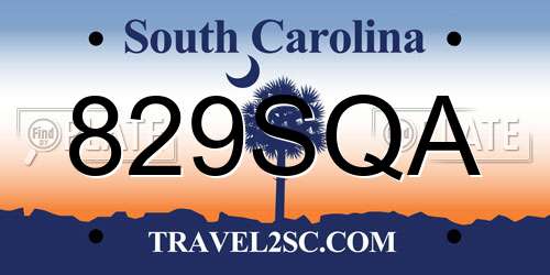829SQA South Carolina License Plate