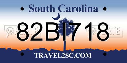 82BI718 South Carolina License Plate