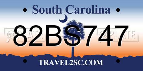 82BS747 South Carolina License Plate
