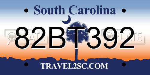 82BT392 South Carolina License Plate