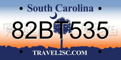82BT535 South Carolina License Plate
