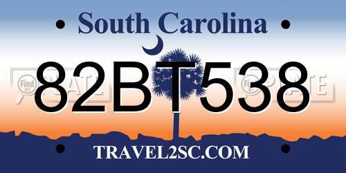 82BT538 South Carolina License Plate