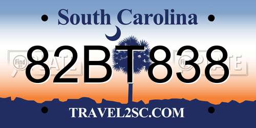 82BT838 South Carolina License Plate