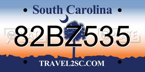 82BZ535 South Carolina License Plate