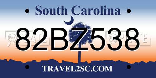 82BZ538 South Carolina License Plate