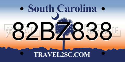 82BZ838 South Carolina License Plate
