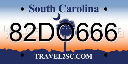 82DO666 South Carolina License Plate