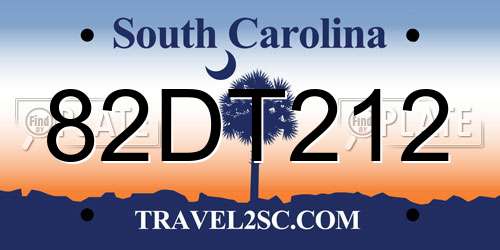 82DT212 South Carolina License Plate