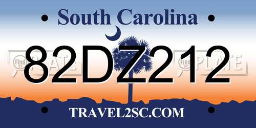 82DZ212 South Carolina License Plate