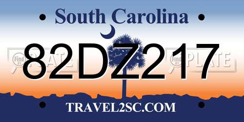 82DZ217 South Carolina License Plate