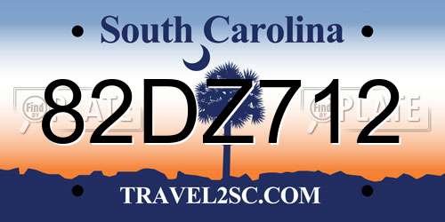 82DZ712 South Carolina License Plate