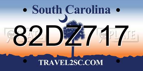 82DZ717 South Carolina License Plate