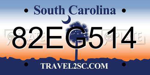 82EG514 South Carolina License Plate
