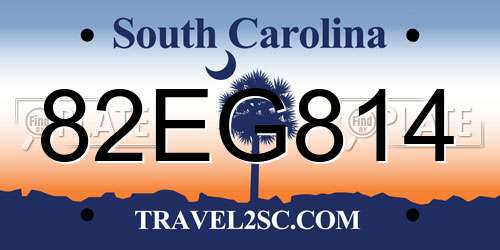 82EG814 South Carolina License Plate