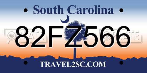 82FZ566 South Carolina License Plate