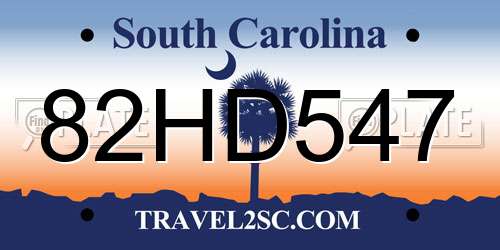 82HD547 South Carolina License Plate