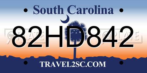 82HD842 South Carolina License Plate