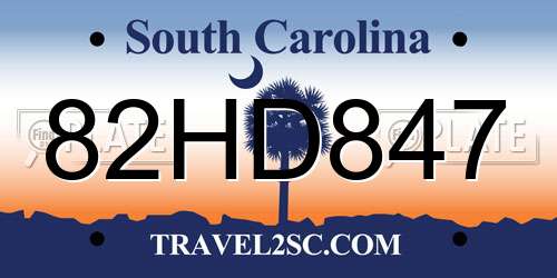 82HD847 South Carolina License Plate