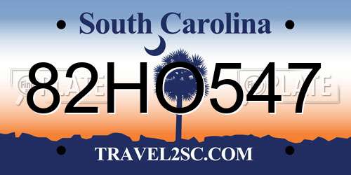 82HO547 South Carolina License Plate