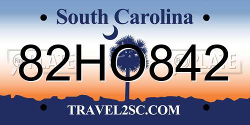 82HO842 South Carolina License Plate