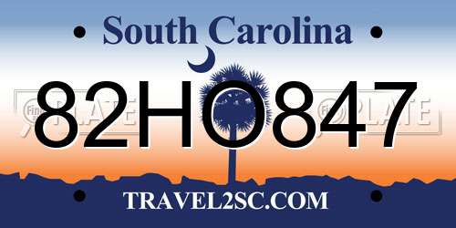 82HO847 South Carolina License Plate