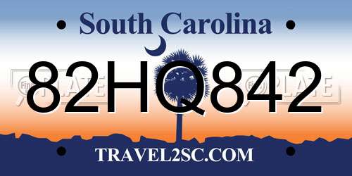 82HQ842 South Carolina License Plate
