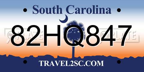 82HQ847 South Carolina License Plate