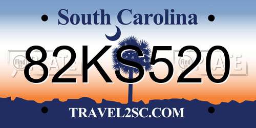 82KS520 South Carolina License Plate