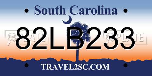 82LB233 South Carolina License Plate
