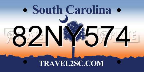82NY574 South Carolina License Plate