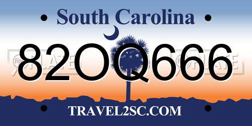 82OQ666 South Carolina License Plate
