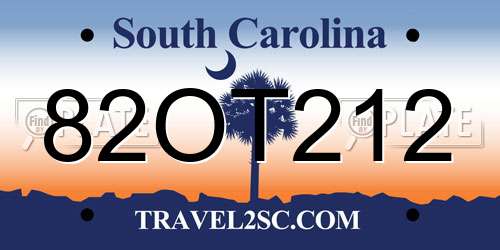 82OT212 South Carolina License Plate