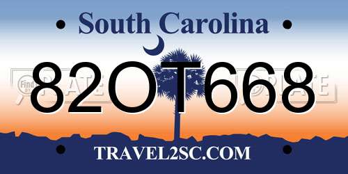 82OT668 South Carolina License Plate