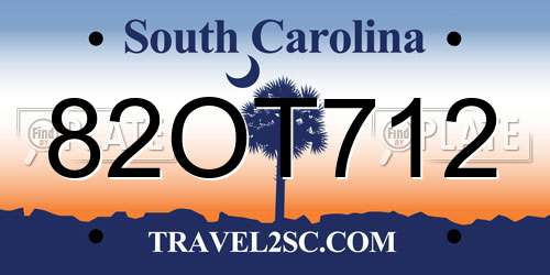 82OT712 South Carolina License Plate