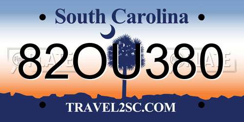 82OU380 South Carolina License Plate