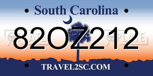 82OZ212 South Carolina License Plate