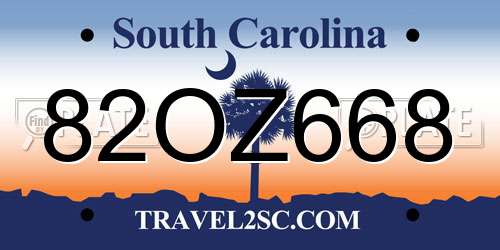 82OZ668 South Carolina License Plate