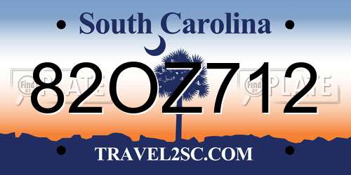 82OZ712 South Carolina License Plate